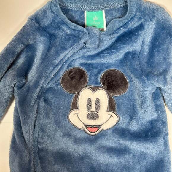 Disney Baby Blue Mickey Mouse Footed Pajamas Sz 0-3M - Picture 2 of 3
